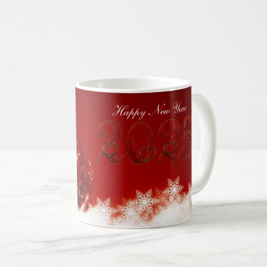Frohes Neues Jahr, Schneeflocke Kaffeetasse (VorderseiteRechts)