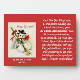 Frohes neues Jahr Schneemann Fotoplatte