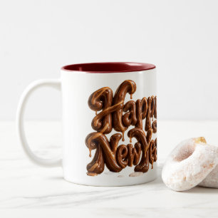 Frohes neues Jahr Schokoladen-Karamell Zweifarbige Tasse