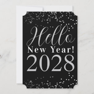 Frohes neues Jahr Schwarz und Silber Silvester Feiertagskarte