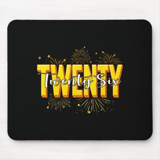 Frohes Neues Jahr Sechsundzwanzig Zwanzig Happy Ne Mousepad (Vorne)
