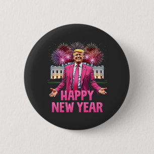 Frohes neues Jahr Silvester Trump Resolution 2025 Button