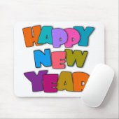 Frohes Neues Jahr Spaß Cartoon Bunte Begrüßung Mousepad (Mit Mouse)