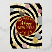 Frohes Neues Jahr, Spiralen und Blasen Folieneinladung (Vorderseite)