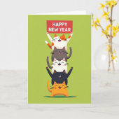 Frohes Neues Jahr Stack Karte (Gelbe Blume)
