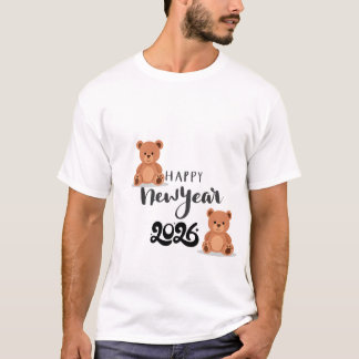 Frohes neues Jahr Süße Teddybär-Illustration | Kin T-Shirt