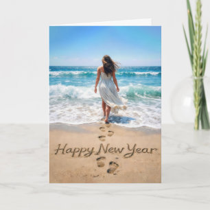 Frohes Neues Jahr Text mit Beachwalker Karte