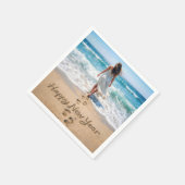 Frohes Neues Jahr Text mit Beachwalker Serviette (Ecke)