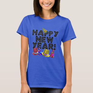 Frohes Neues Jahr Text und Partyhüte T-Shirt