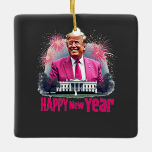 Frohes Neues Jahr Trump Amtseinführungs Tag 2025 Keramikornament