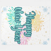 Frohes Neues Jahr Typografie-Feier Fleecedecke (Vorderseite (Horizontal))
