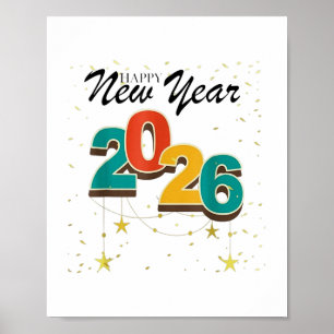 Frohes neues Jahr und Feuerwerke, Silvester 2024 e Poster