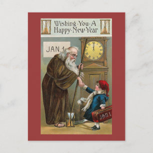 Frohes neues Jahr Vintage Feiertagspostkarte