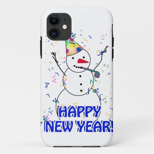 Frohes neues Jahr vom feierlichen Schneemann Case-Mate iPhone Hülle (Rückseite)
