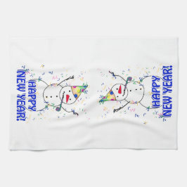 Frohes neues Jahr vom feierlichen Schneemann Küchentuch