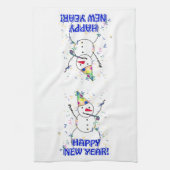 Frohes neues Jahr vom feierlichen Schneemann Küchentuch (Vertikal)