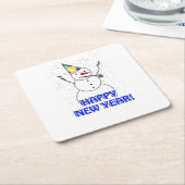 Frohes neues Jahr vom feierlichen Schneemann Rechteckiger Pappuntersetzer (angewinkelt)