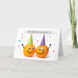 Frohes neues Jahr von uns beiden aus Orange Couple Feiertagskarte