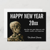 Frohes neues Jahr von Van Gogh Skull von einem Ske Postkarte (Vorne/Hinten)