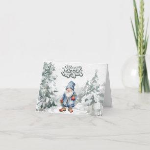 Frohes neues Jahr Wasserfarbengenom im Wald Karte