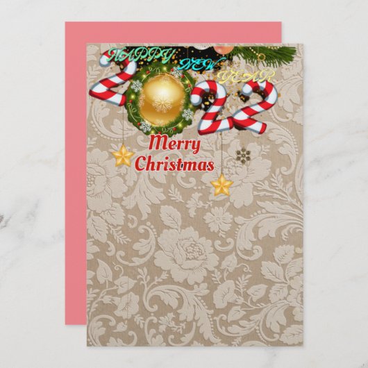 Frohes neues Jahr, Weihnachten 2022 Einladung (Vorne/Hinten)