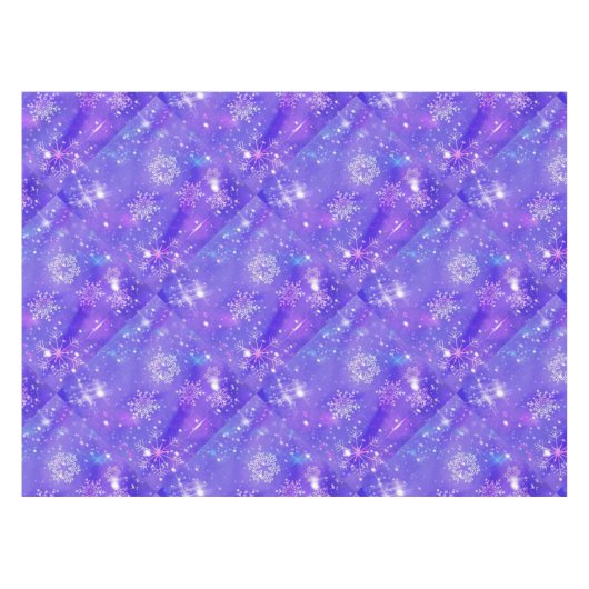 Frohes Neues Jahr Weihnachten Lila Glitzer Sterne Tischdecke (Vorderseite (Horizontal))