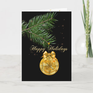 Frohes Neues Jahr, Weihnachtsbaum Golddekorationen Feiertagskarte