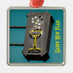 Frohes neues Jahr Weihnachtsbaumschmuck Silbernes Ornament