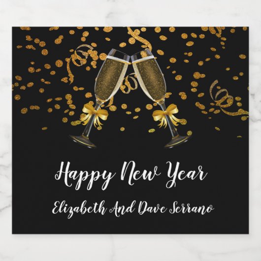 Frohes neues Jahr Weinkeller Schaumweinetikett (Einzelnes Label)