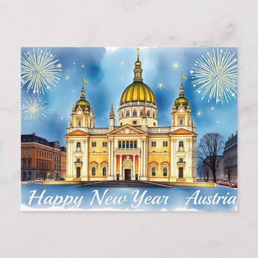 Frohes Neues Jahr Wien Österreich Festival Postkarte (Vorderseite)