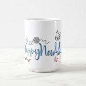 Frohes neues Jahr zwischen Kätzchen auf einem Garn Kaffeetasse (Mittel)