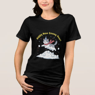 Frohes neues schneereiches Jahr 2026 Süße Katze Wi Tri-Blend Shirt