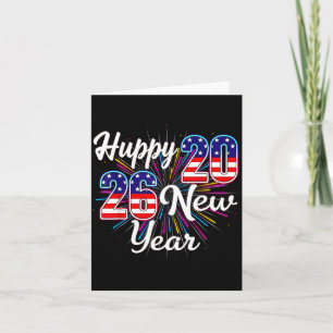 Frohes Neujahr 2026 Patriotisches Feuerwerk Design Karte