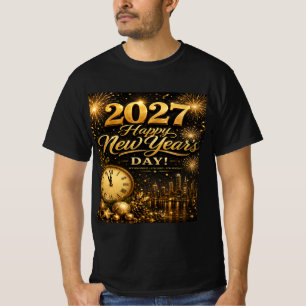Frohes Neujahr 2027 Luxus-Feuerwerk in Gold T-Shirt