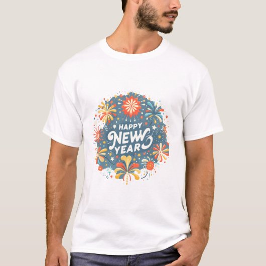 Frohes Neujahr Glitzern T-Shirt (Vorderseite)