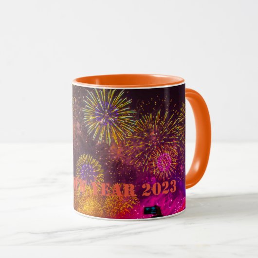 Frohes Neujahr Tasse 2024 Orange (VorderseiteRechts)
