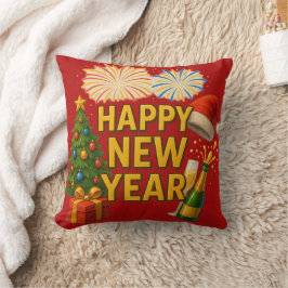 Frohes Neujahrs-Feier-Sticker Kissen