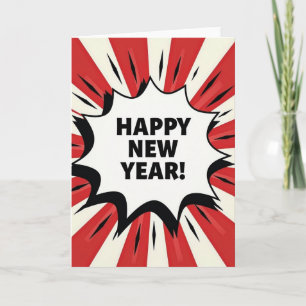Frohes Neujahrs Pop-Art-Ausbruch Karte