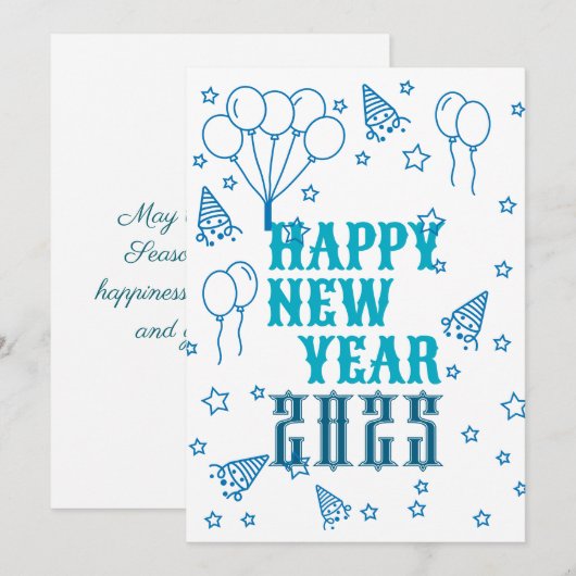 Frohes Neujahrsfest Einladung (Vorne/Hinten)