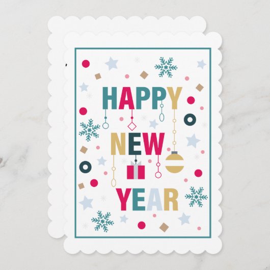 Frohes Neujahrsfest Feiertagskarte (Vorne/Hinten)