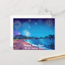 Frohes Neujahrsfest in Rio de Janeiro Postkarte
