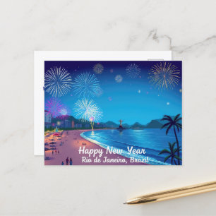 Frohes Neujahrsfest in Rio de Janeiro Postkarte