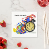 Frohes Neujahrsfest mit Uhr und Band Serviette (Beispiel)