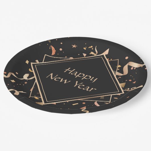 Frohes Neujahrsfest Pappteller (Schrägansicht)