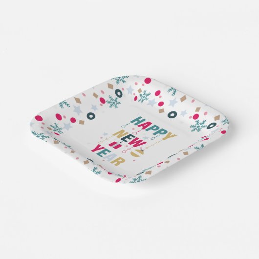 Frohes Neujahrsfest Pappteller (Gewinkelt)