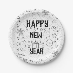 Frohes Neujahrsfest Pappteller