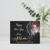 Frohes Neujahrsfeuerwerk, Familiengrüße Postkarte (Stehend Vorderseite)