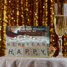 Frohes New Year Board Word Game Phrase Celebration Einladung