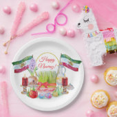 Frohes Norooz Haft Sin mit Löwe und Sonnenflaggen Pappteller (Party)