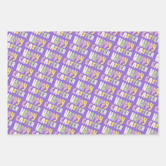 Frohes Osterfarben Moderne Streifen Pastell Gesche Geschenkpapier Set (Vorderseite 3)